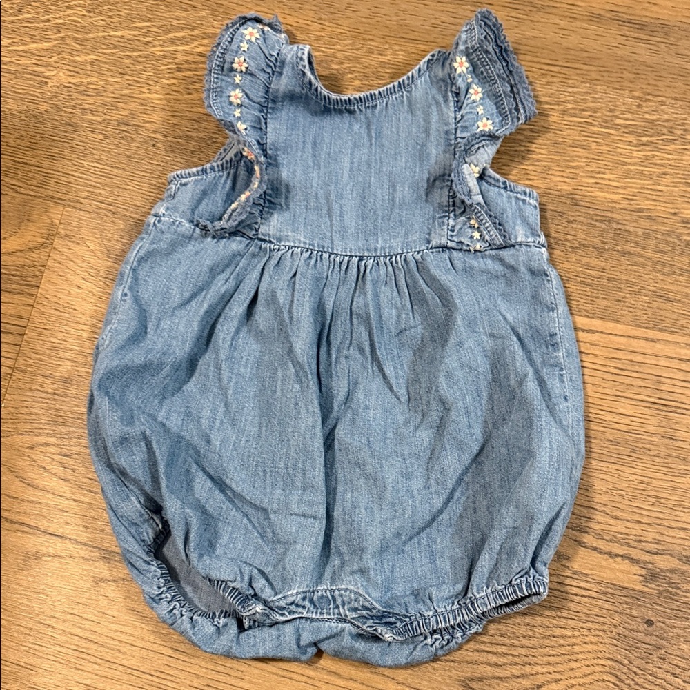 Gap Blue Denim Baby Romper - size 6-12m